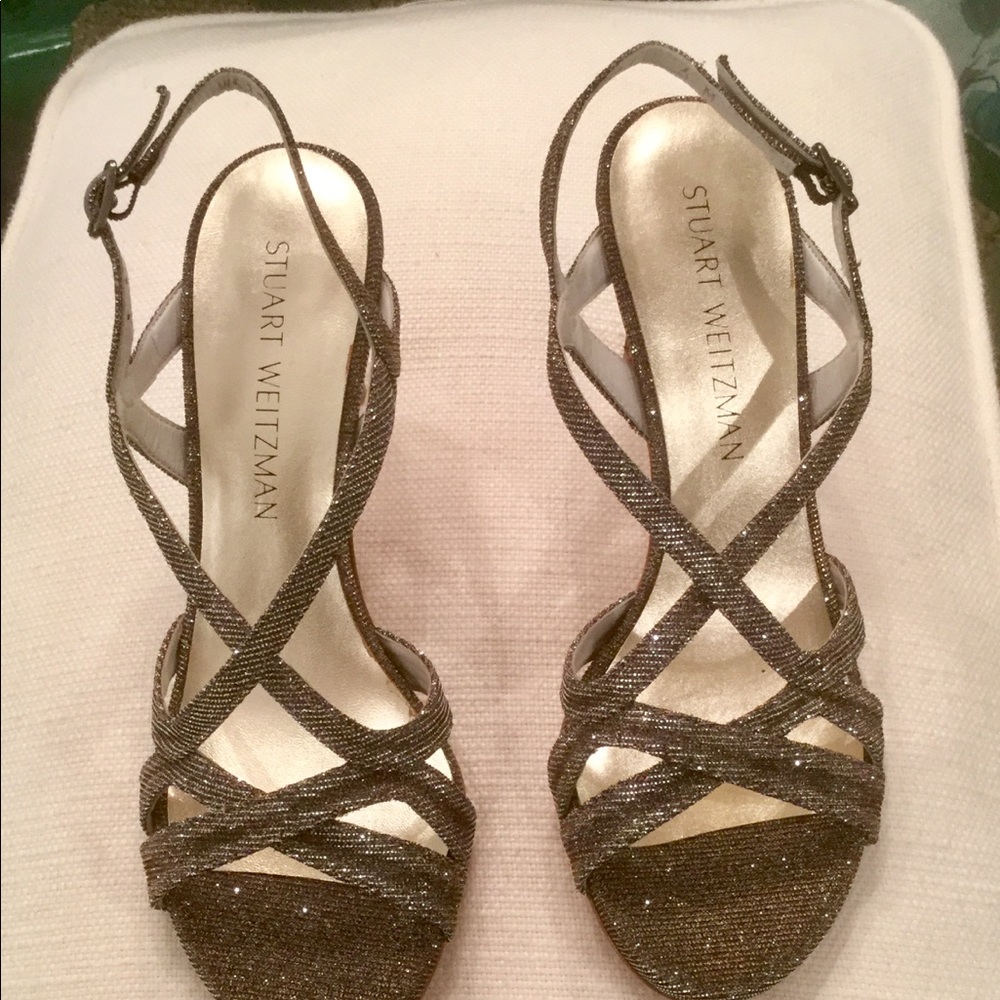 NWT Stuart Weitzman Axis Heels Metallic; Sz 6